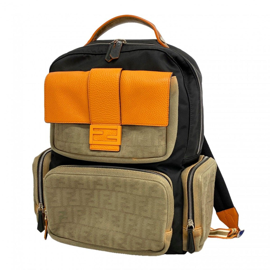 Fendi Backpack Zucca Canvas Nylon Multicolor Silver