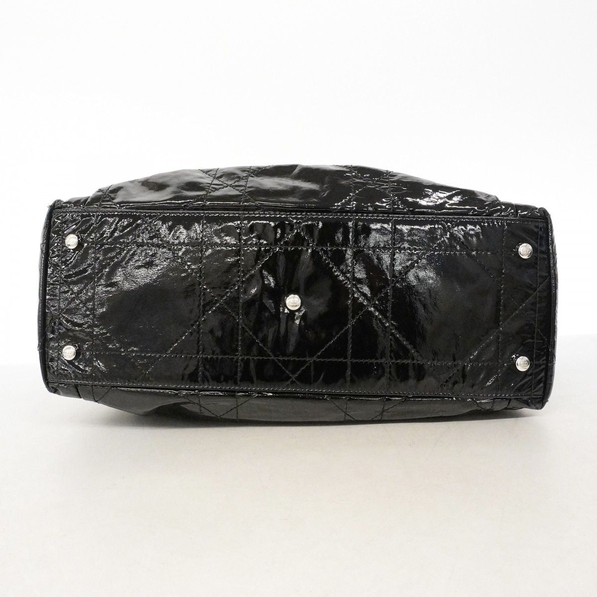 Dior Handbag Cannage Enamel Black Silver — view 3