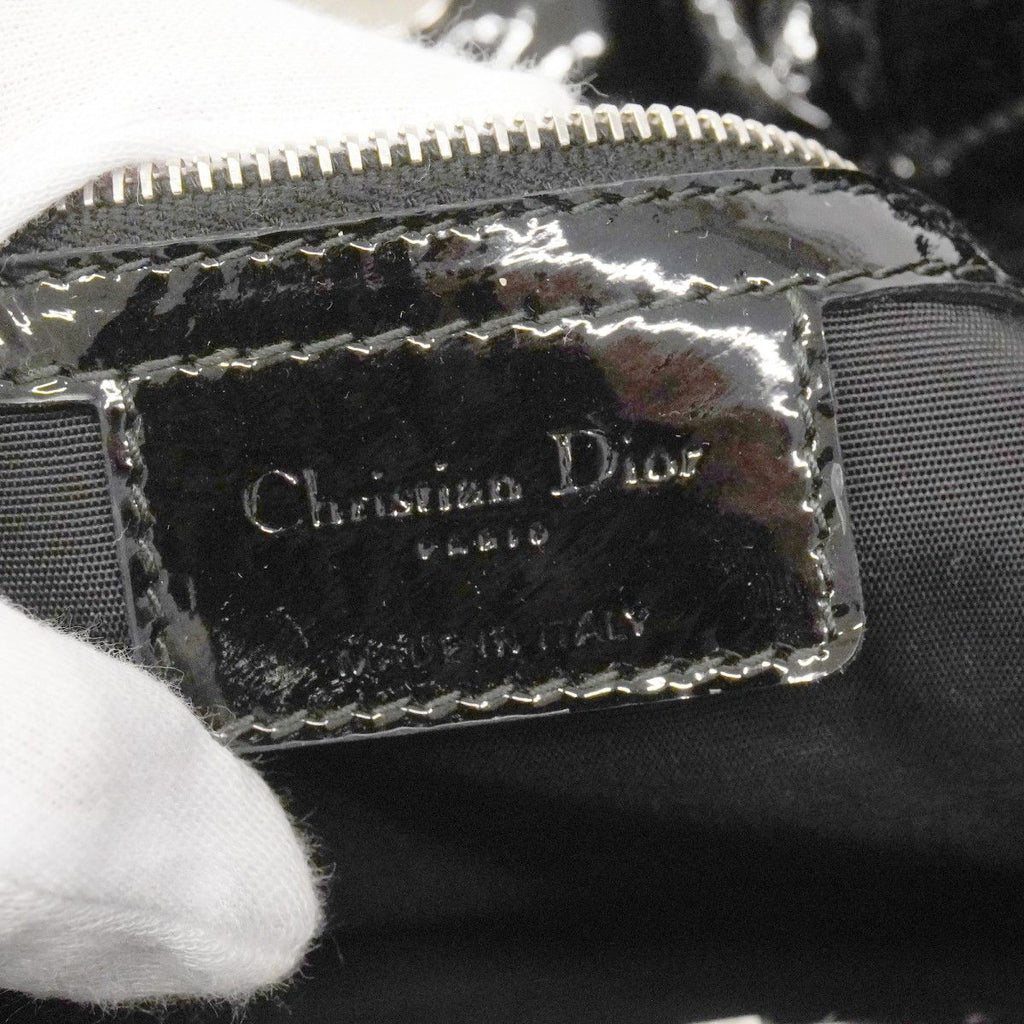Dior Handbag Cannage Enamel Black Silver — view 5