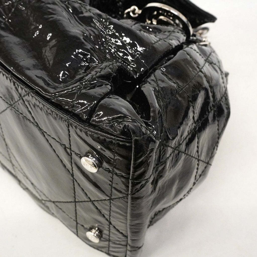 Dior Handbag Cannage Enamel Black Silver — view 7