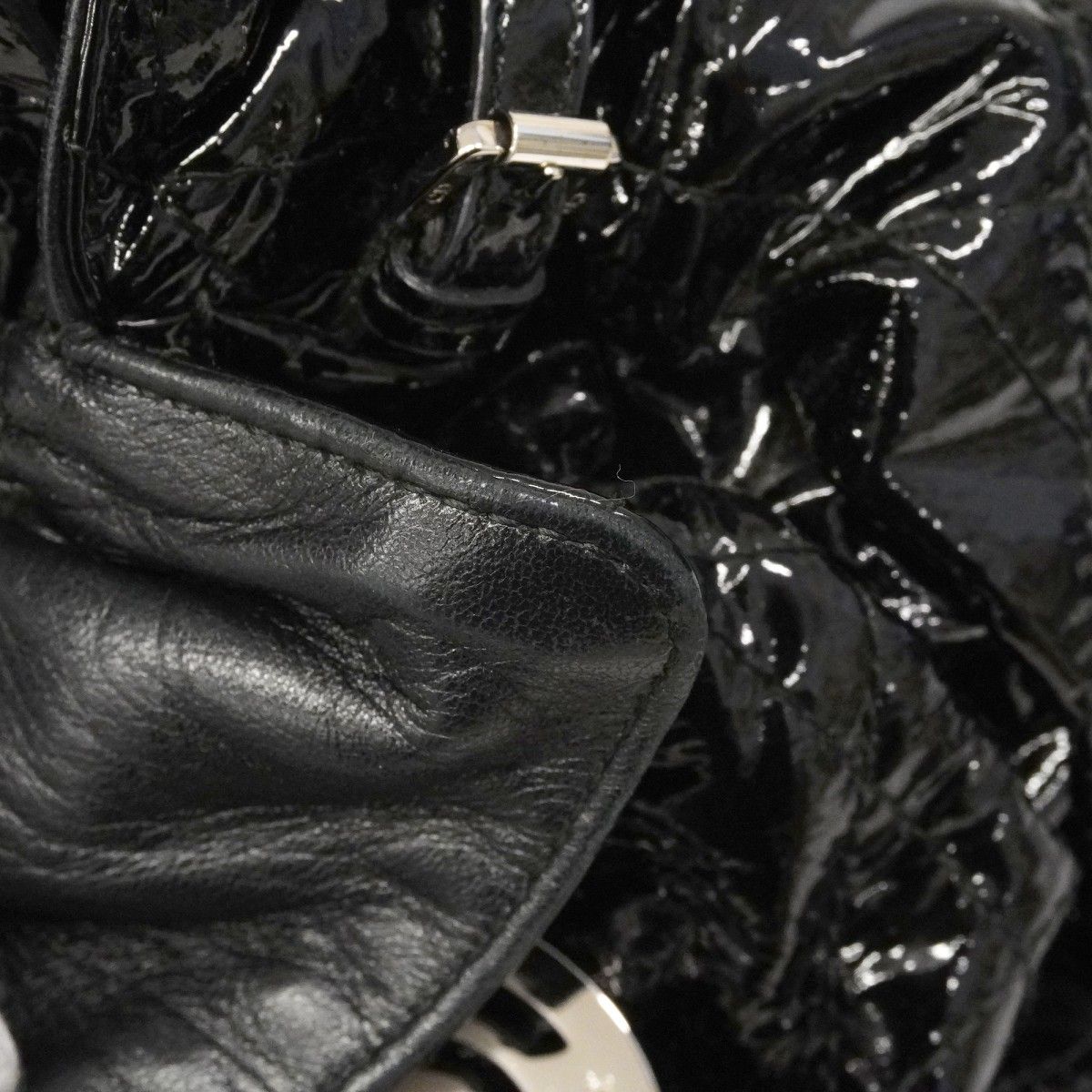 Dior Handbag Cannage Enamel Black Silver — view 8