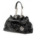 Dior Handbag Cannage Enamel Black Silver