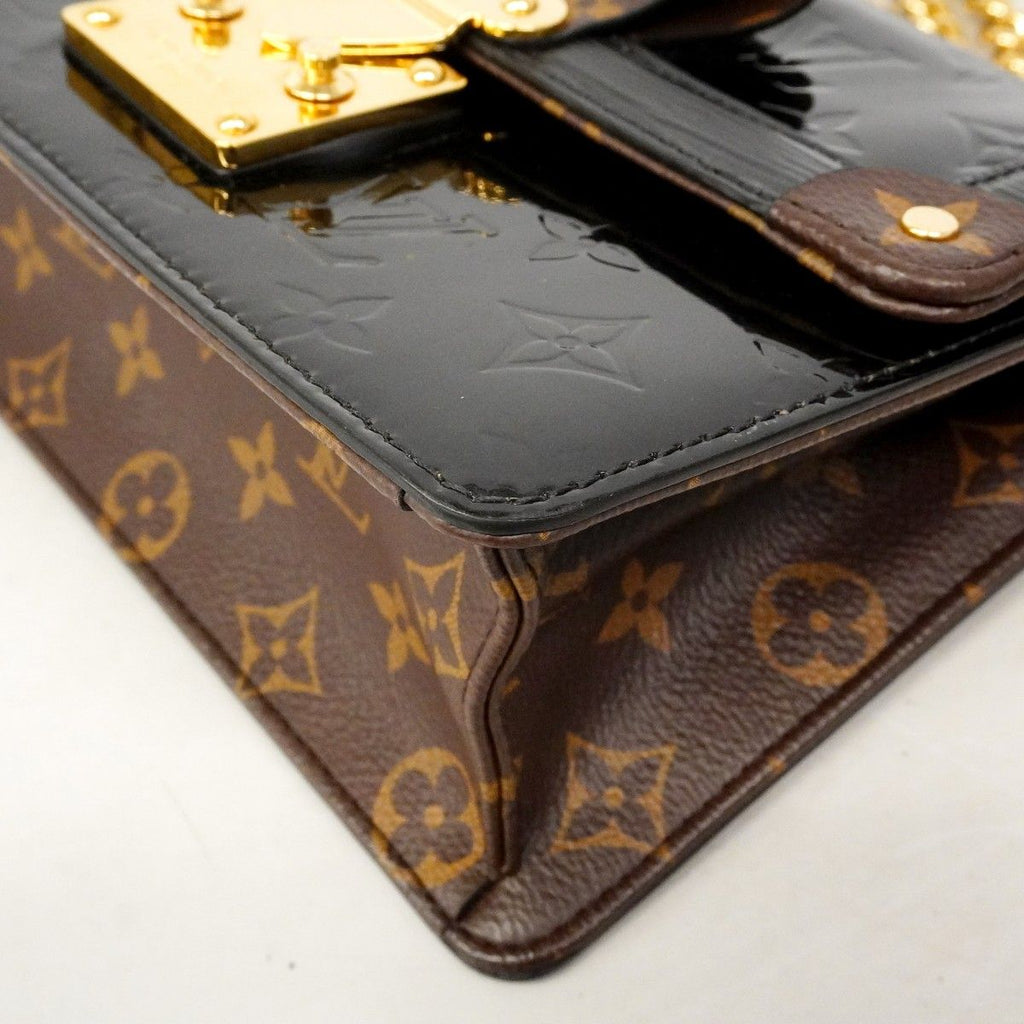 Louis Vuitton Shoulder Bag Vernis Monogram Epi Winewood PM Noir — view 6