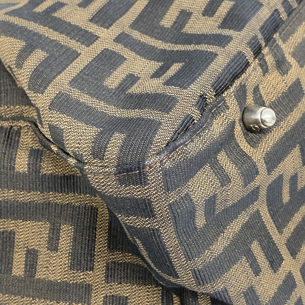 Fendi Tote Zucca Nylon Canvas Brown Silver — view 6