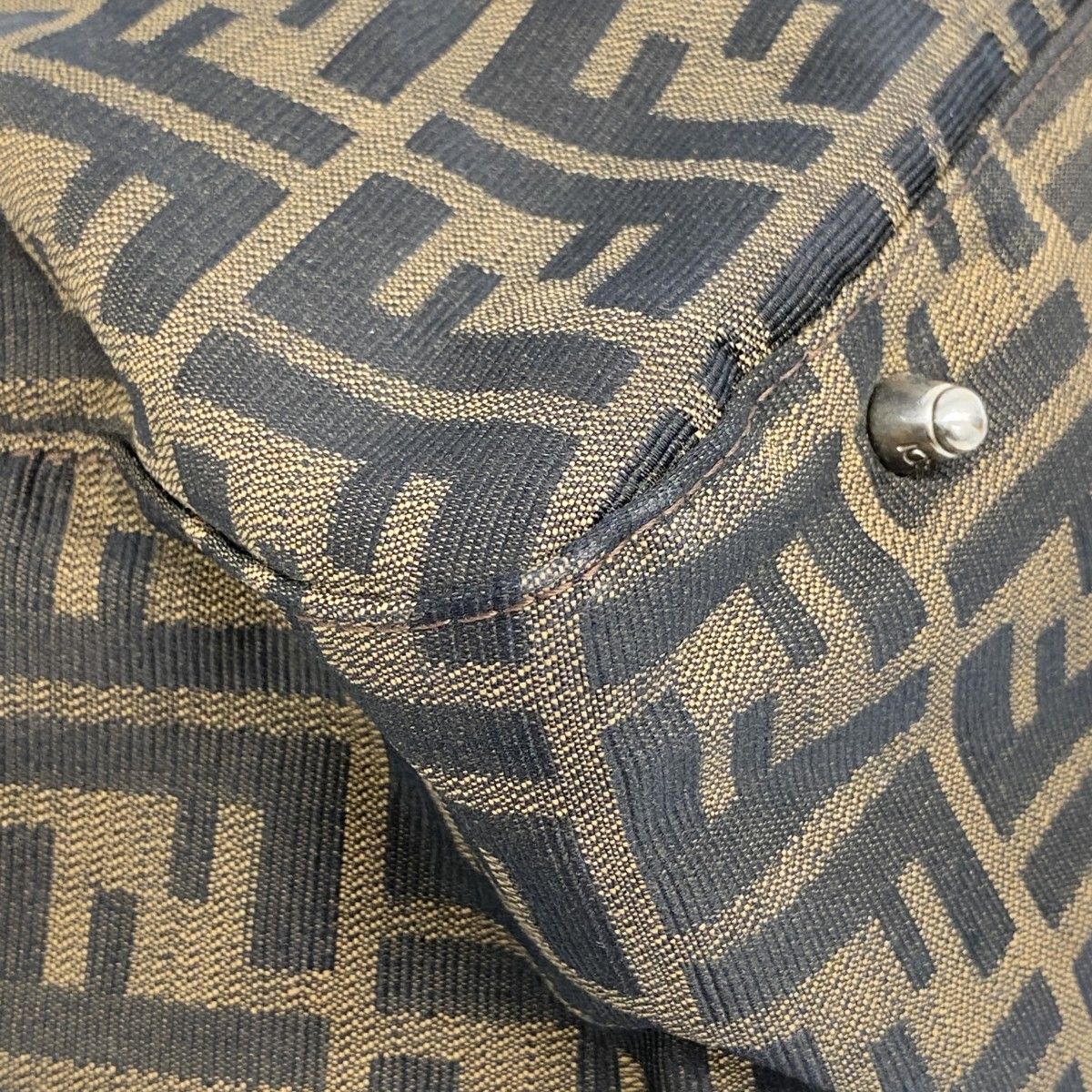 Fendi Tote Zucca Nylon Canvas Brown Silver — view 6