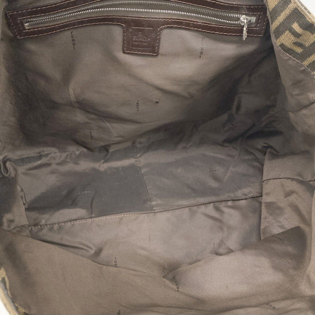 Fendi Tote Zucca Nylon Canvas Brown Silver — view 4