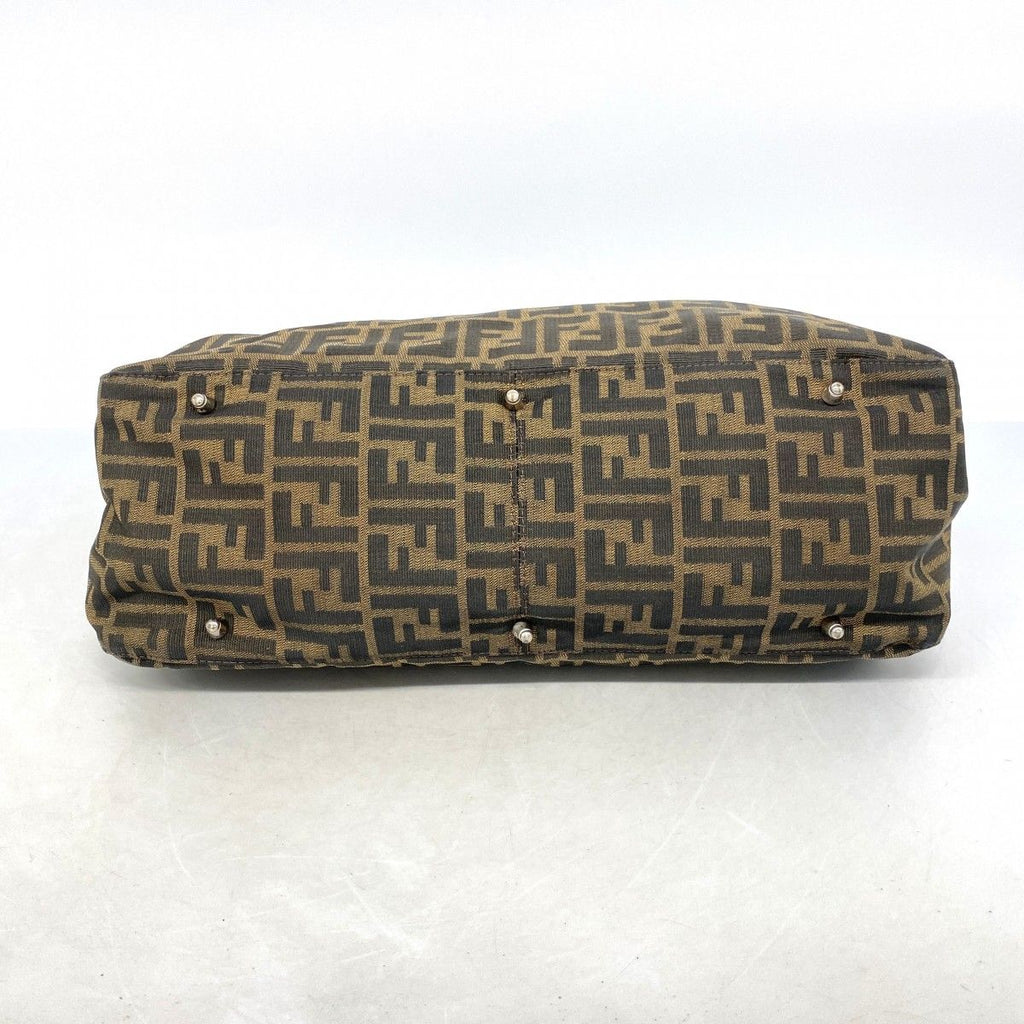 Fendi Tote Zucca Nylon Canvas Brown Silver — view 3