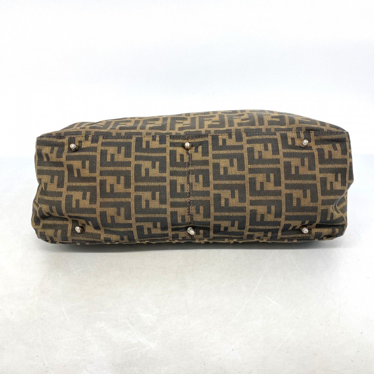Fendi Tote Zucca Nylon Canvas Brown Silver — view 3