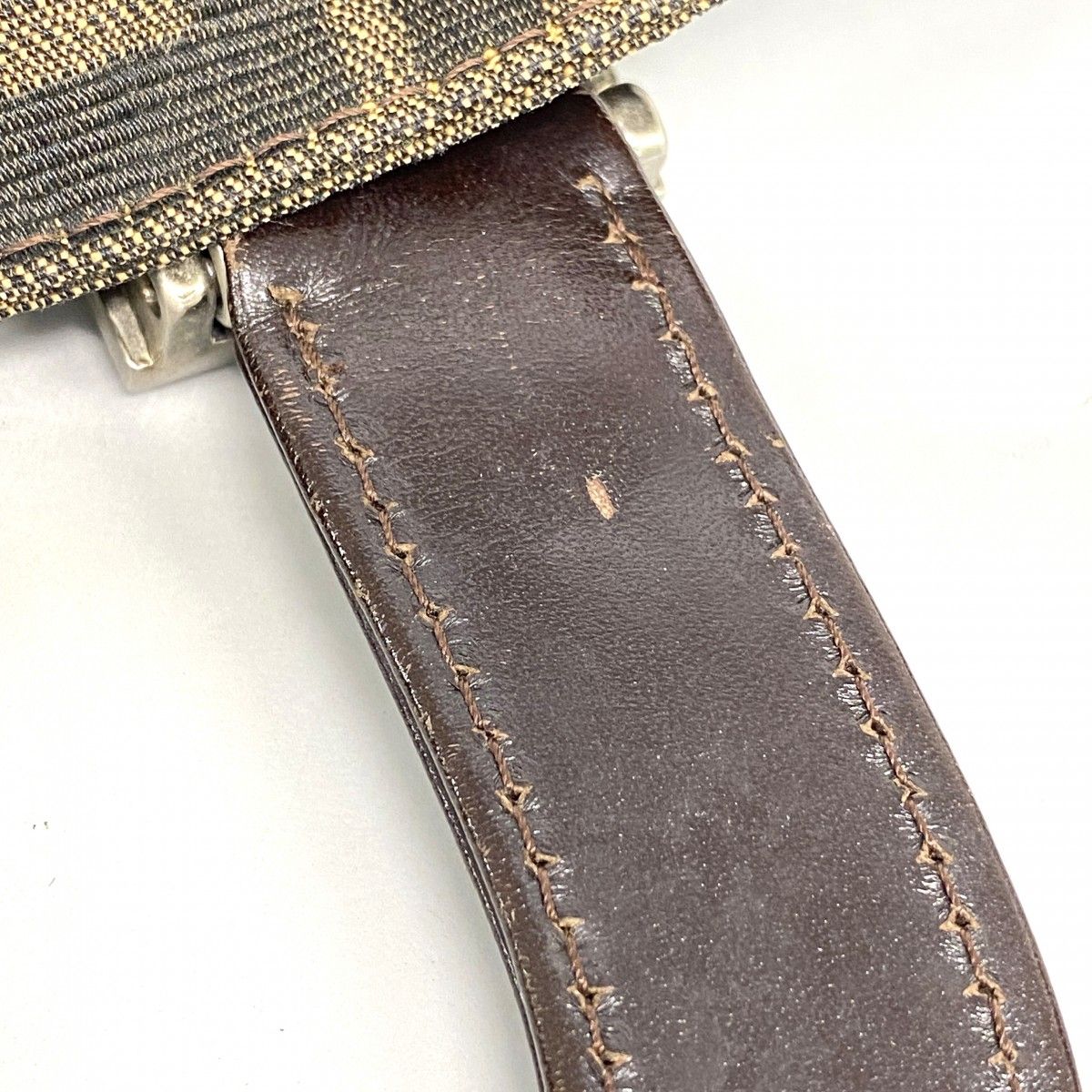 Fendi Tote Zucca Nylon Canvas Brown Silver — view 7