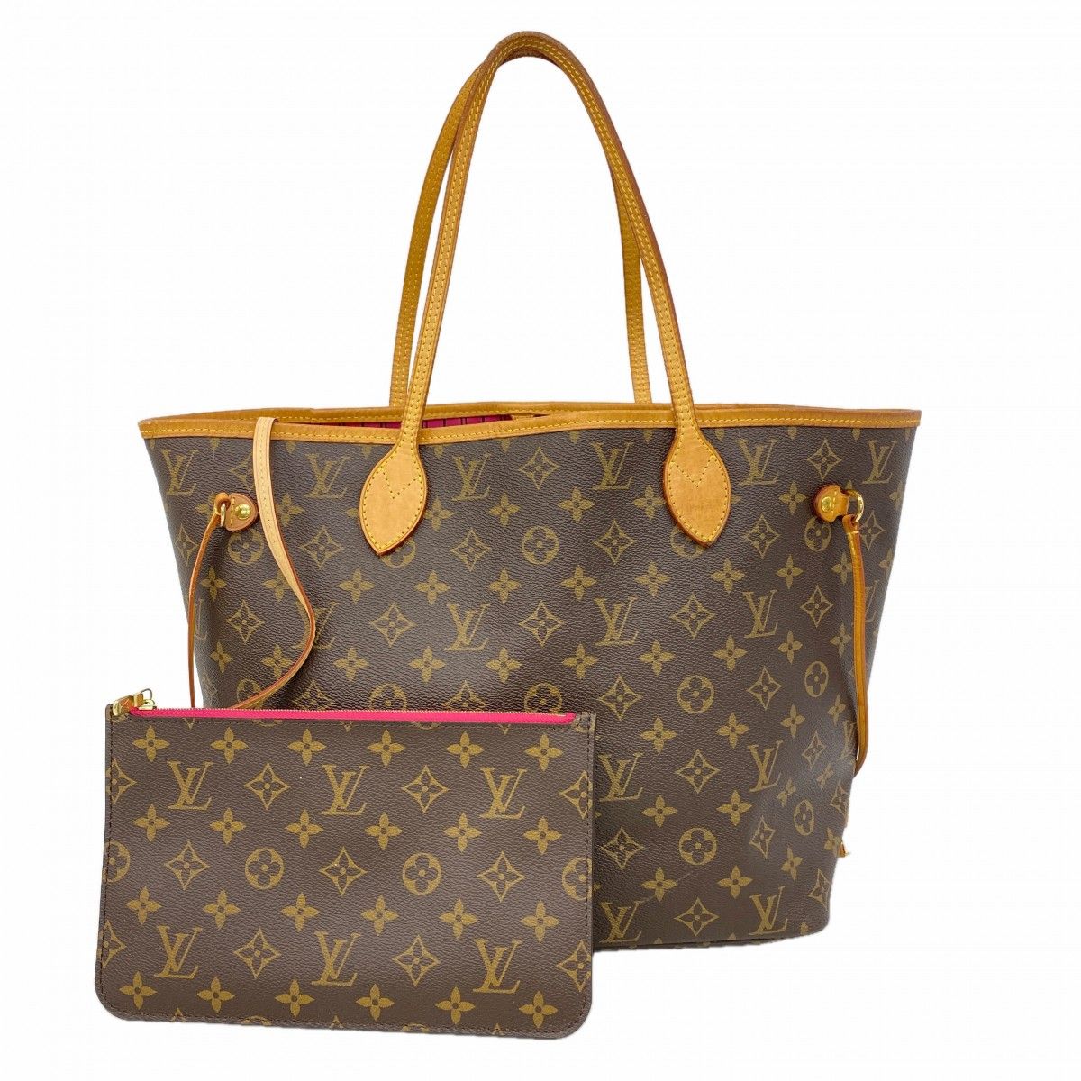 Louis Vuitton Tote Monogram Neverfull MM Brown Fuchsia