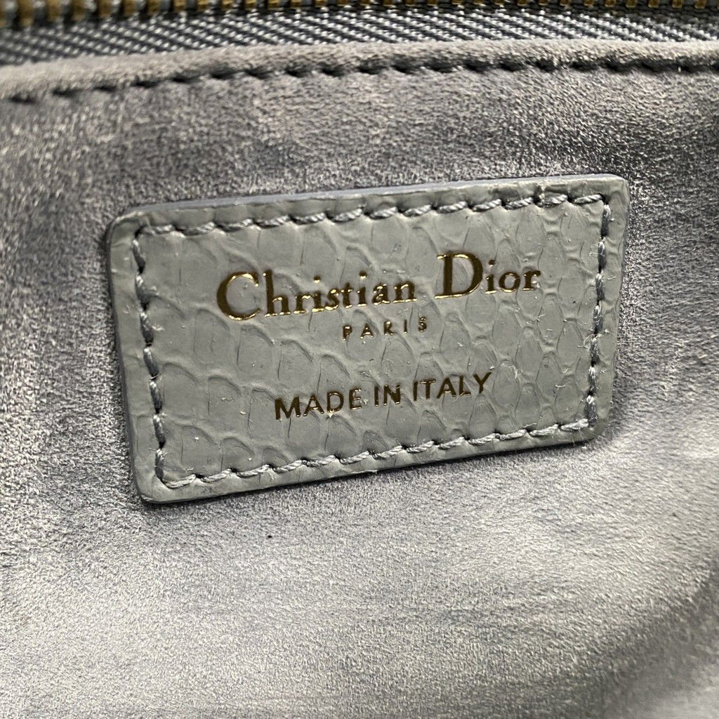 Dior Handbag Lady Leather Blue Gray Champagne Gold 2-Way — view 5