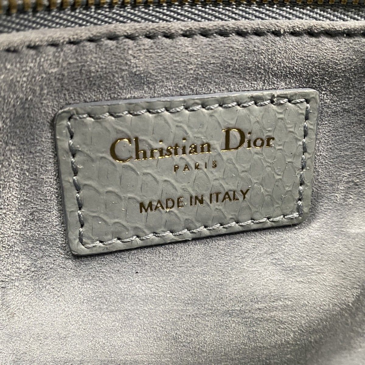 Dior Handbag Lady Leather Blue Gray Champagne Gold 2-Way — view 5