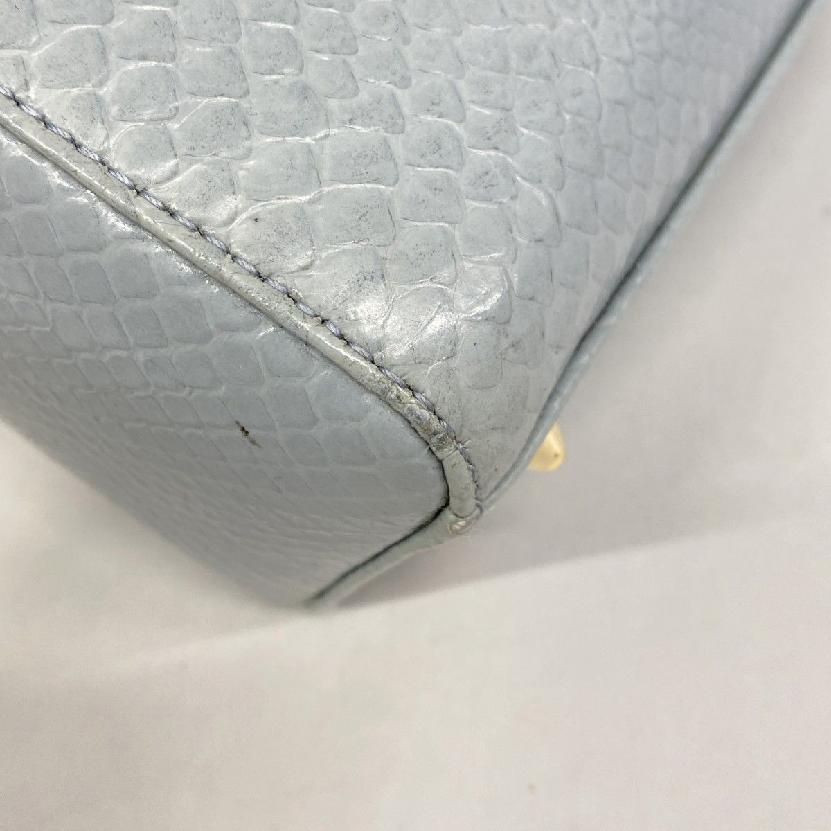 Dior Handbag Lady Leather Blue Gray Champagne Gold 2-Way — view 6
