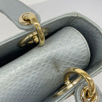 Dior Handbag Lady Leather Blue Gray Champagne Gold 2-Way — view 8
