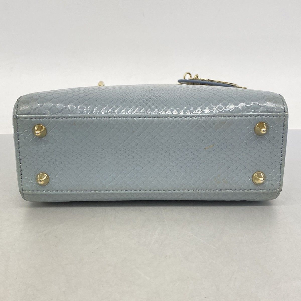 Dior Handbag Lady Leather Blue Gray Champagne Gold 2-Way — view 3