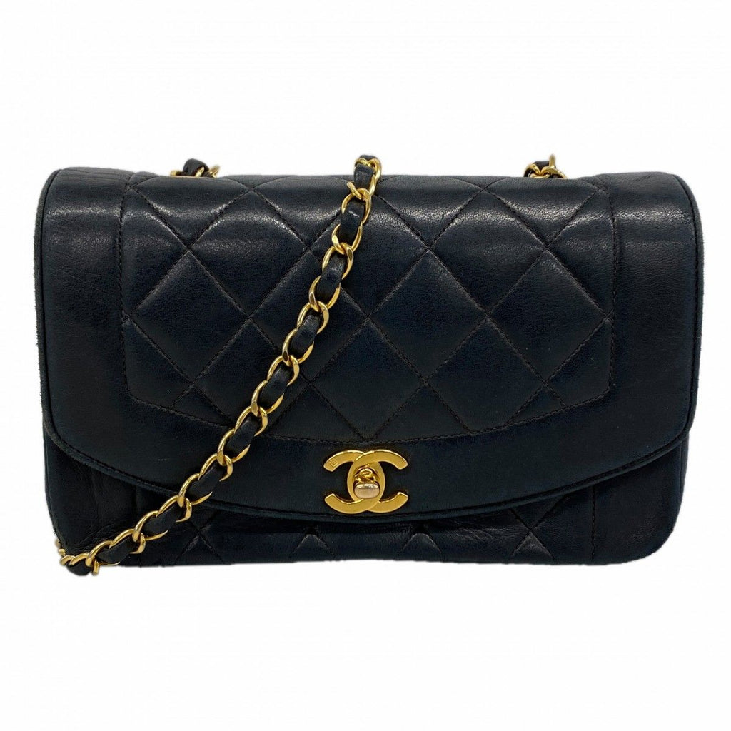 Chanel Shoulder Bag Diana Lambskin Black Gold