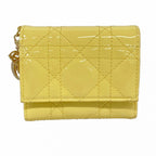 Dior Trifold Wallet Cannage Enamel Ivory Gold