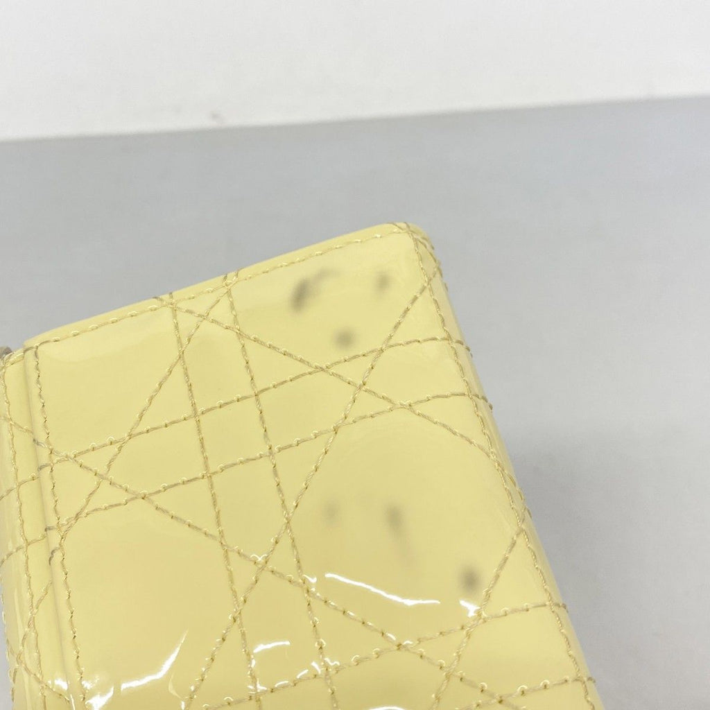 Dior Trifold Wallet Cannage Enamel Ivory Gold — view 5