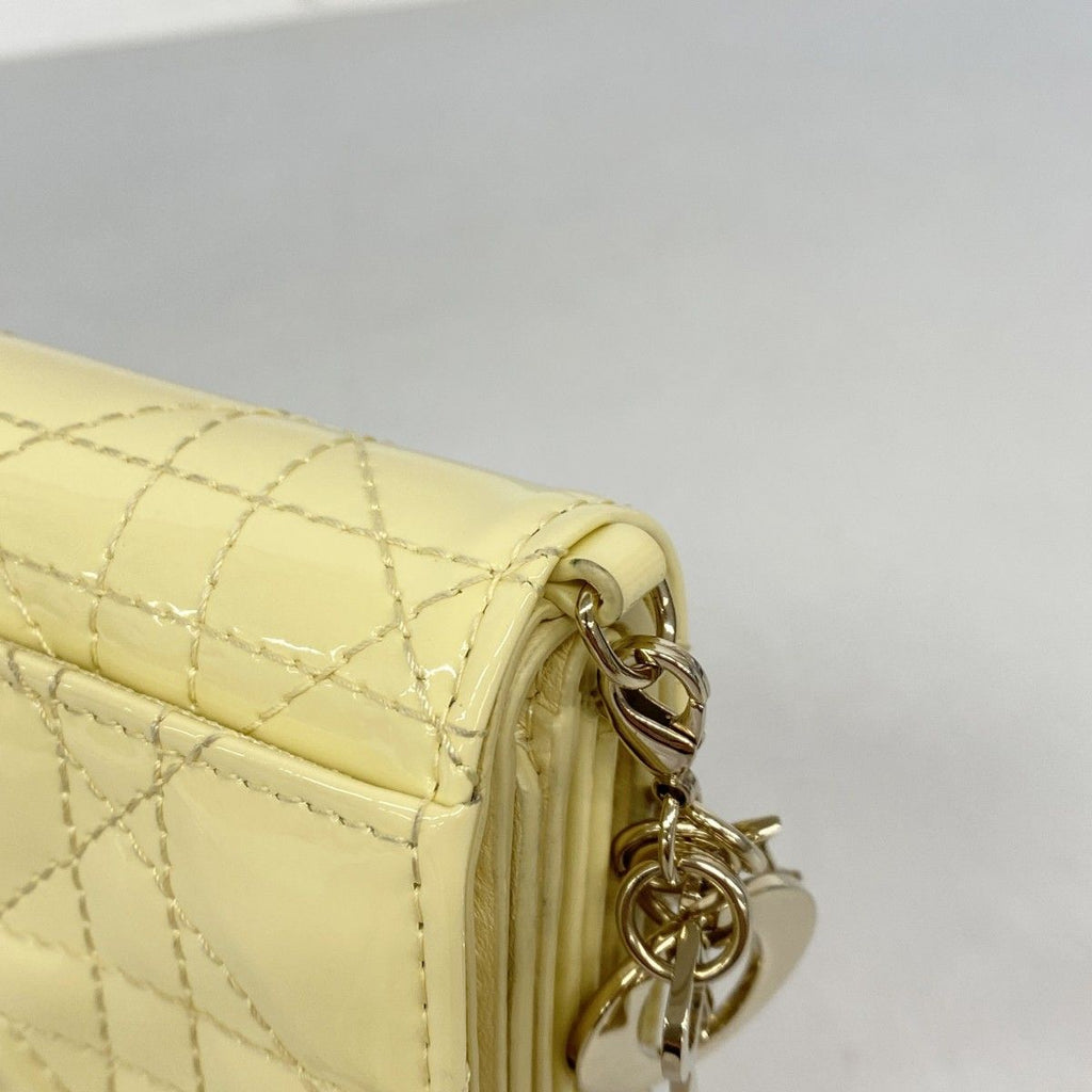 Dior Trifold Wallet Cannage Enamel Ivory Gold — view 6