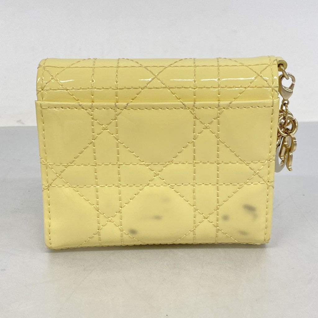 Dior Trifold Wallet Cannage Enamel Ivory Gold — view 7