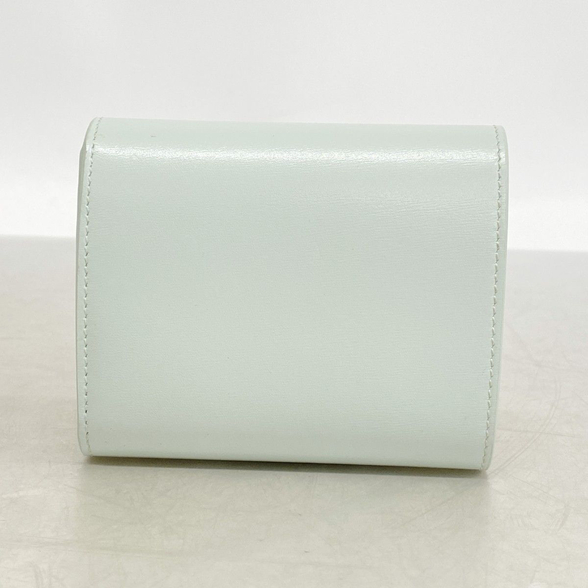 Celine Trifold Wallet Triomphe Leather Light Blue Silver — view 9