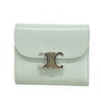 Celine Trifold Wallet Triomphe Leather Light Blue Silver