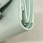 Celine Trifold Wallet Triomphe Leather Light Blue Silver — view 5