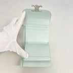 Celine Trifold Wallet Triomphe Leather Light Blue Silver — view 8