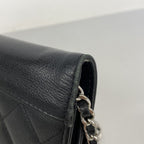 Chanel Shoulder Wallet Quilted Caviar Leather Black Silver — view 8