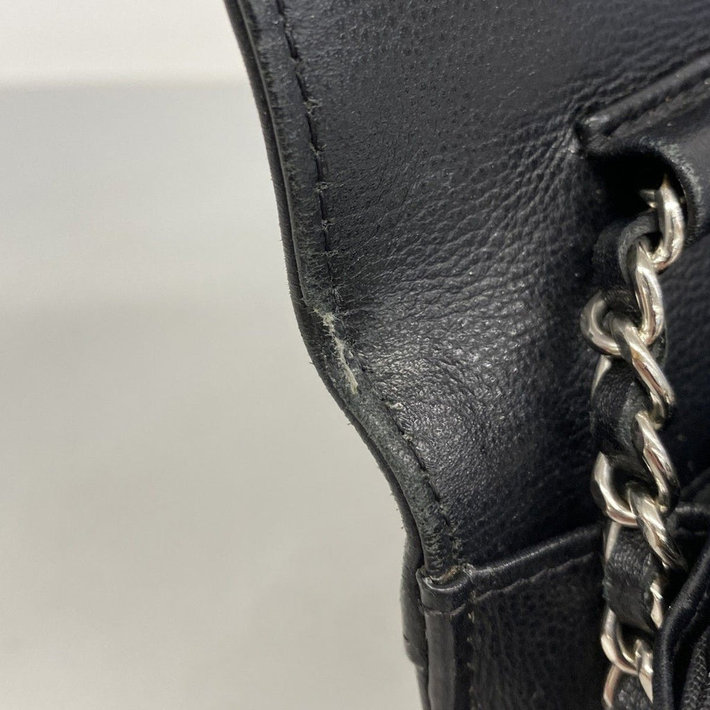 Chanel Shoulder Wallet Quilted Caviar Leather Black Silver — view 7