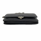 Chanel Shoulder Wallet Quilted Caviar Leather Black Silver — view 3
