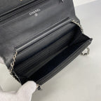 Chanel Shoulder Wallet Quilted Caviar Leather Black Silver — view 4