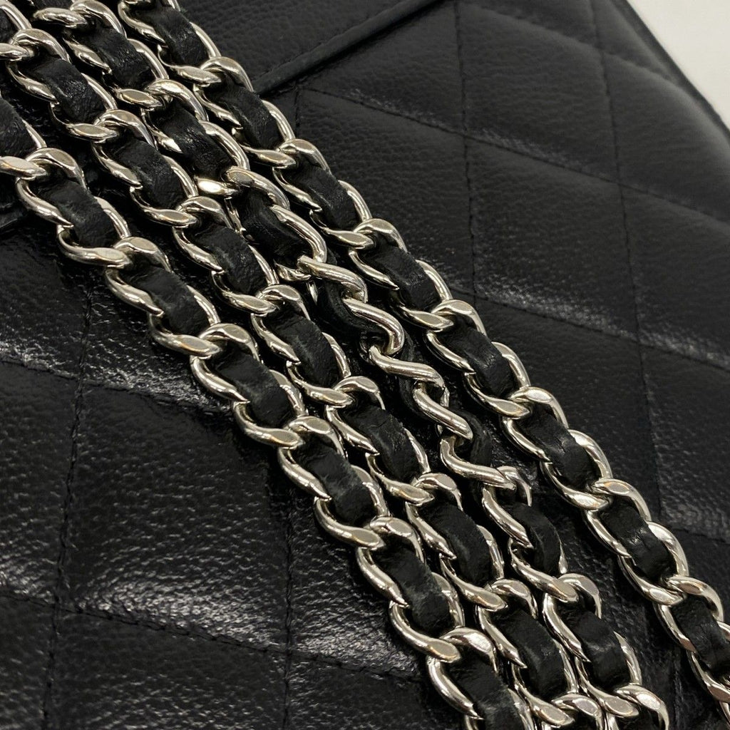 Chanel Shoulder Wallet Quilted Caviar Leather Black Silver — view 9