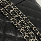 Chanel Shoulder Wallet Quilted Caviar Leather Black Silver — view 9