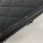 Chanel Shoulder Wallet Quilted Caviar Leather Black Silver — view 6