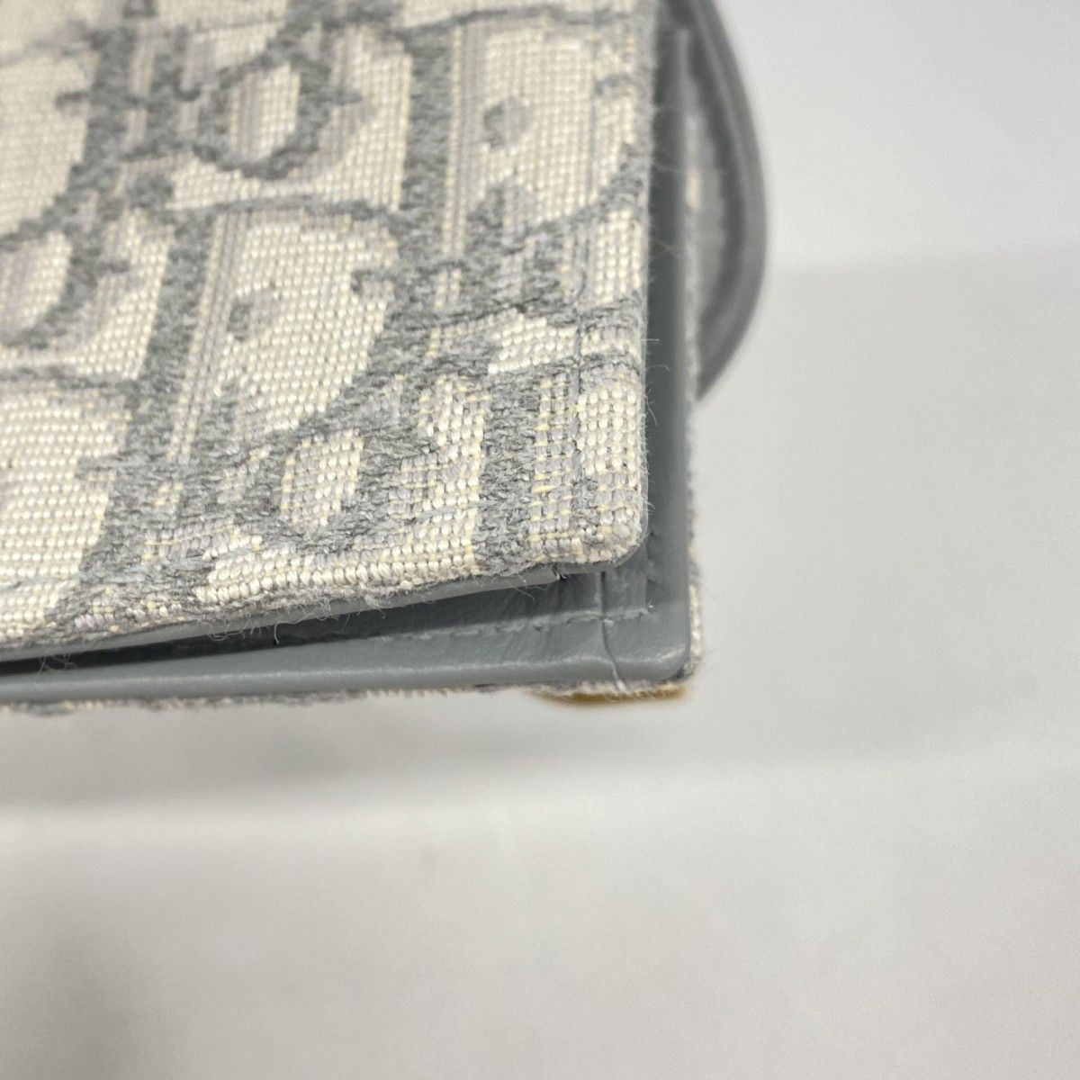 Dior Card Case Oblique Saddle Canvas Gray Gold — view 5