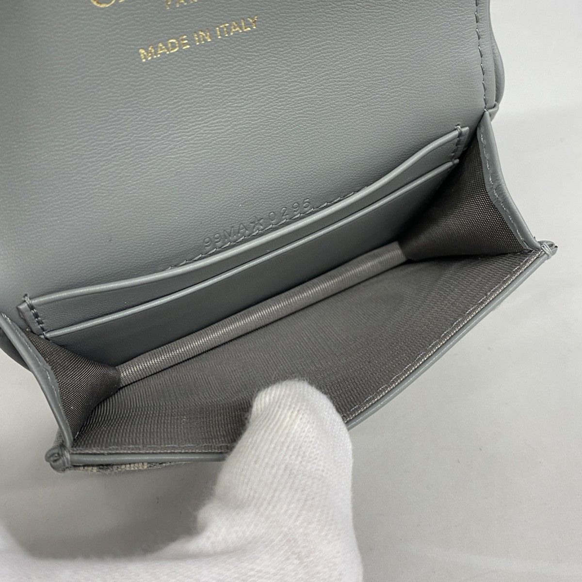 Dior Card Case Oblique Saddle Canvas Gray Gold — view 3