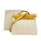 Hermes Handbag Herbag PM Toile GM Natural Silver 2-Way