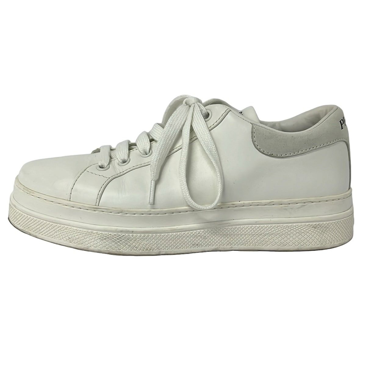 Prada Sneakers 38 White Light Gray Leather