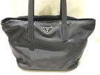 Prada Handbag Black Nylon Leather Triangle Logo Shopping Tote
