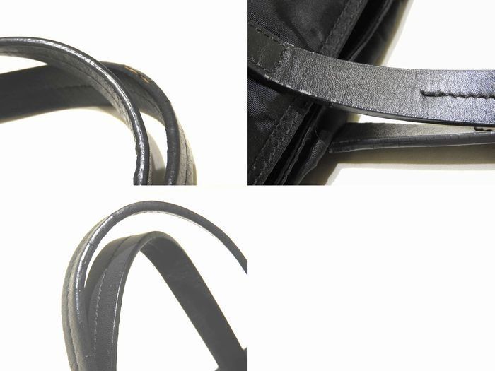 Prada Handbag Black Nylon Leather Triangle Logo Shopping Tote — view 3