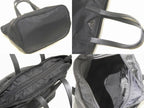 Prada Handbag Black Nylon Leather Triangle Logo Shopping Tote — view 2