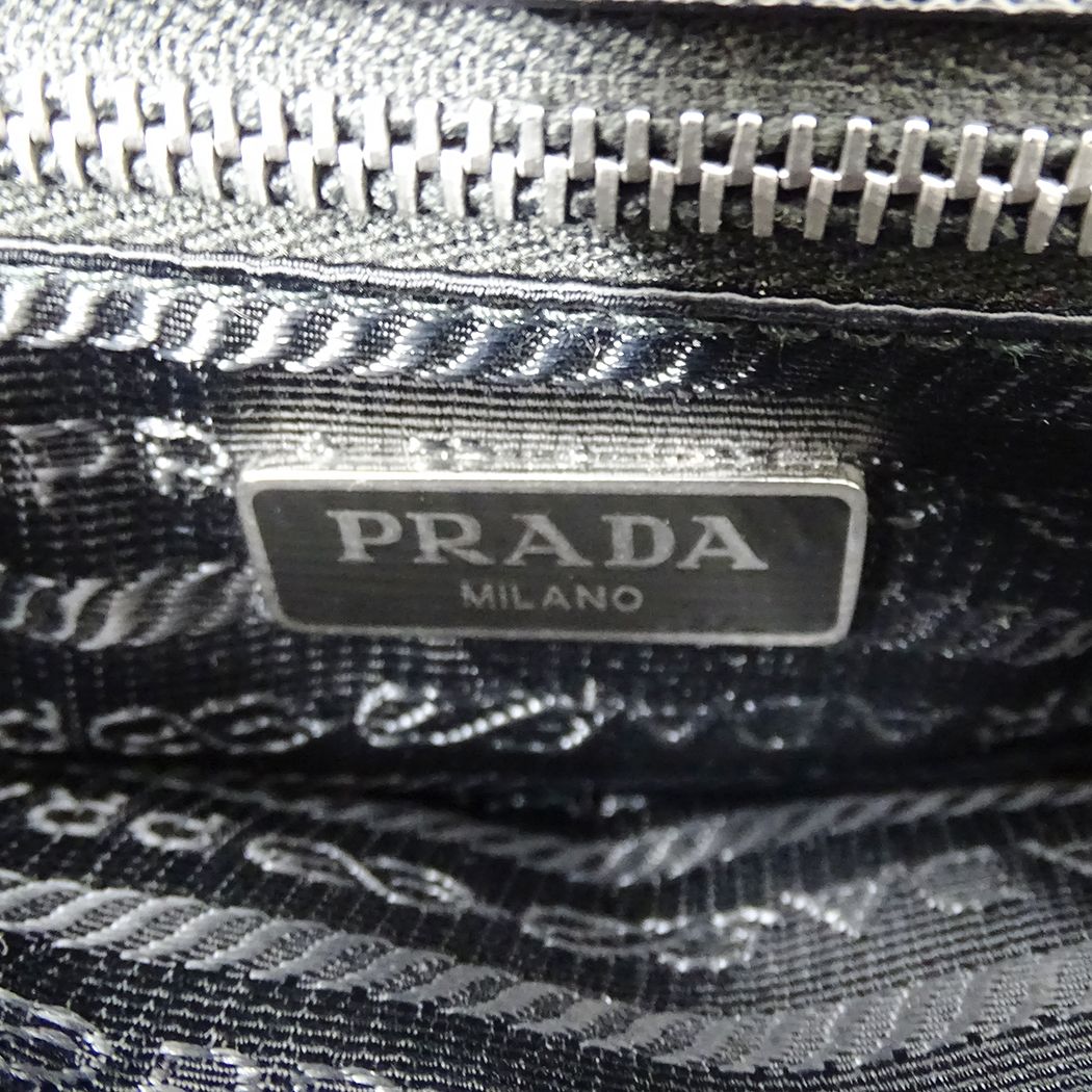 Prada Shoulder Bag Saffiano Nylon Black Chain Small — view 6