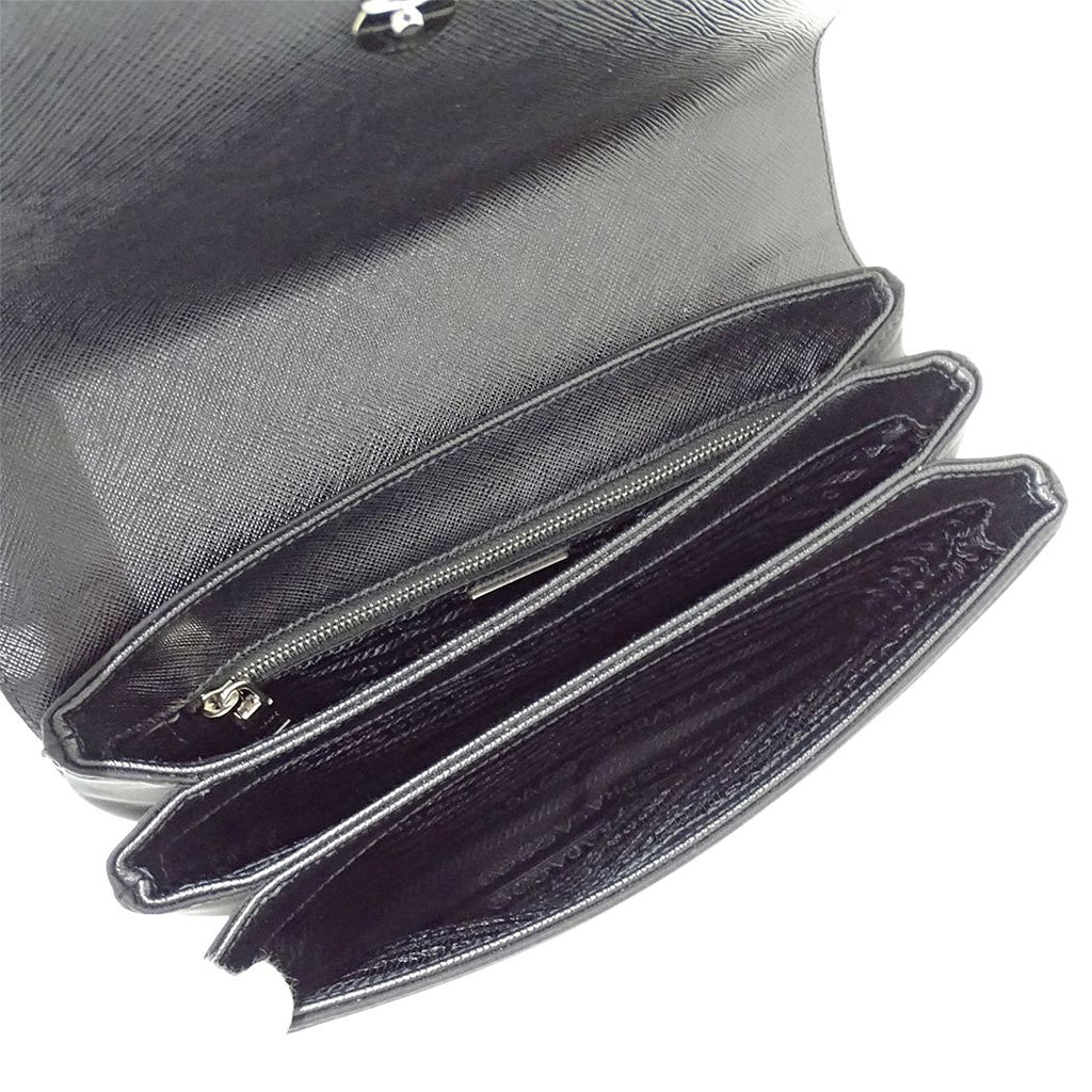 Prada Shoulder Bag Saffiano Nylon Black Chain Small — view 5