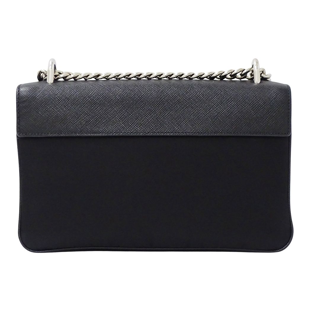 Prada Shoulder Bag Saffiano Nylon Black Chain Small — view 2