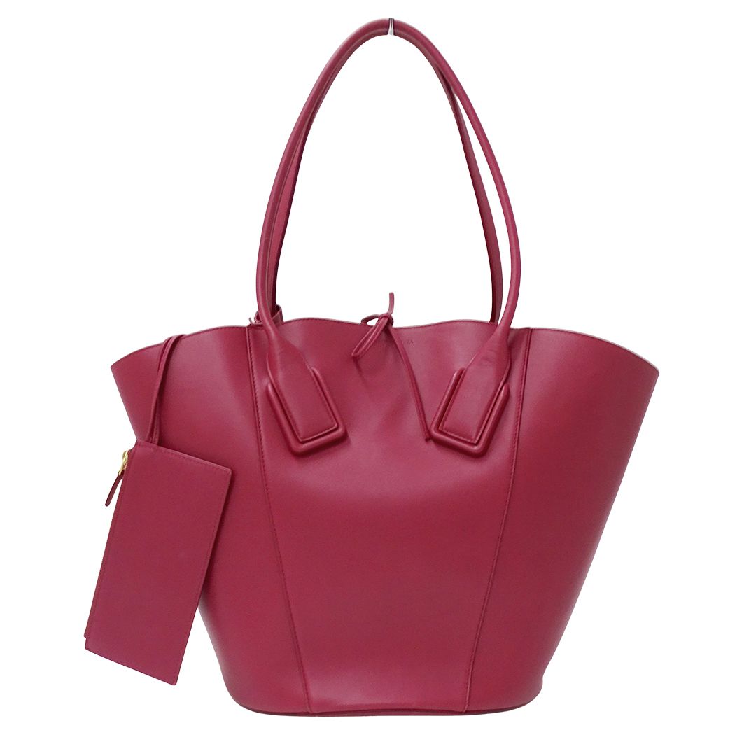 Bottega Veneta Tote Leather Basket Large with Pink Purple Pouch