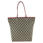 Gucci Beige Red Gold GG Canvas Leather 002 Tote