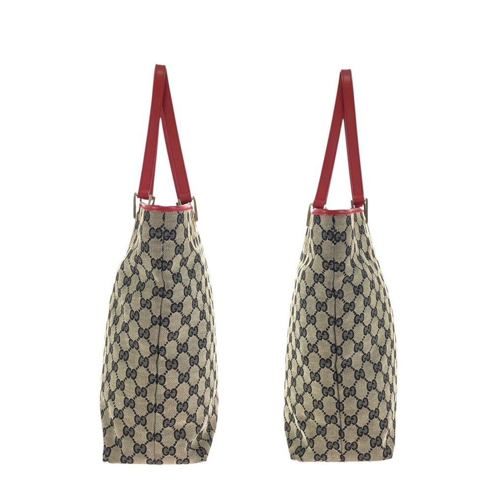 Gucci Beige Red Gold GG Canvas Leather 002 Tote — view 8