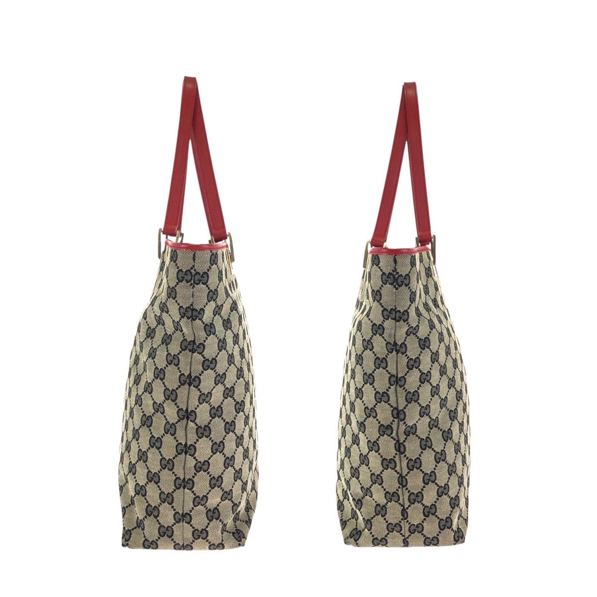 Gucci Beige Red Gold GG Canvas Leather 002 Tote — view 8