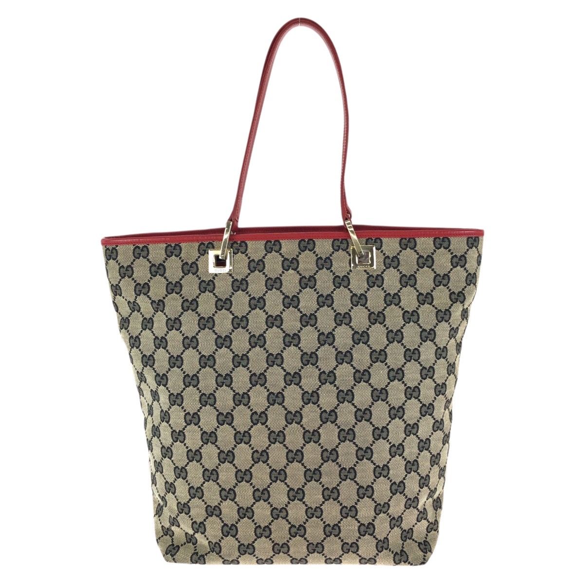 Gucci Beige Red Gold GG Canvas Leather 002 Tote — view 2
